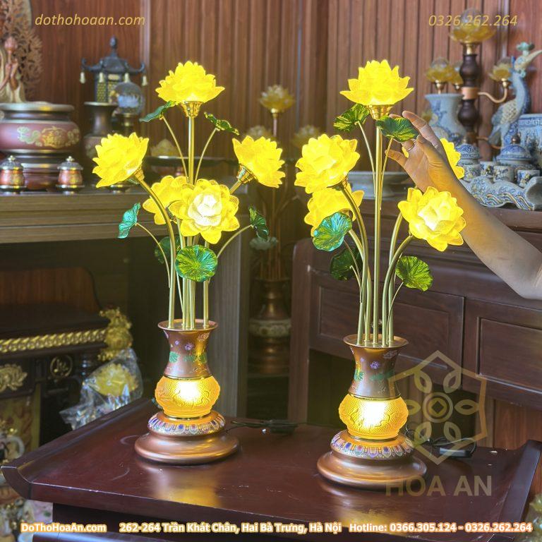 Đèn Thờ Hoa Sen 5 Bông Lưu Ly Linh Quang