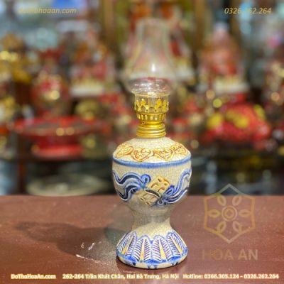 Đèn Dầu Men Rạn Đắp Nổi