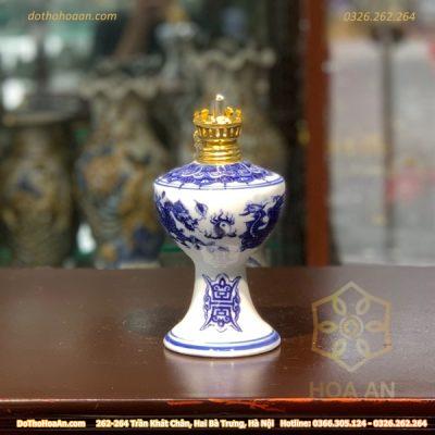 Đèn Dầu Rồng Men Lam
