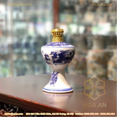 Đèn Dầu Rồng Men Lam1