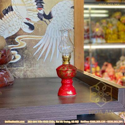 Đèn Dầu Sứ Men Đỏ Bát Tràng1
