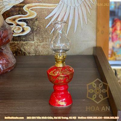 Đèn Dầu Sứ Men Đỏ Bát Tràng2
