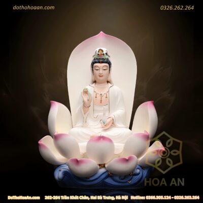 Tượng Quan Âm Ngồi Tọa Sen Sứ Đức Hóa