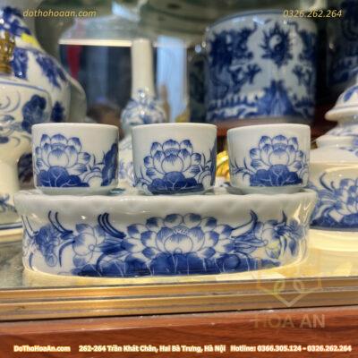 Khay/ Kỷ Nước 3 Chén Men Ngọc