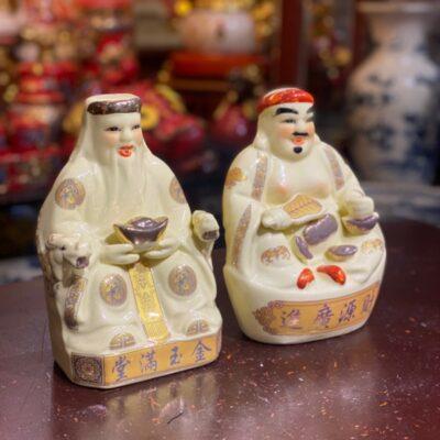 Tượng Thần Tài Thổ Địa Sứ Men Vàng Bát Tràng