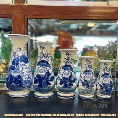 Lọ Hoa Dáng Huệ Hoa Sen Men Trắng
