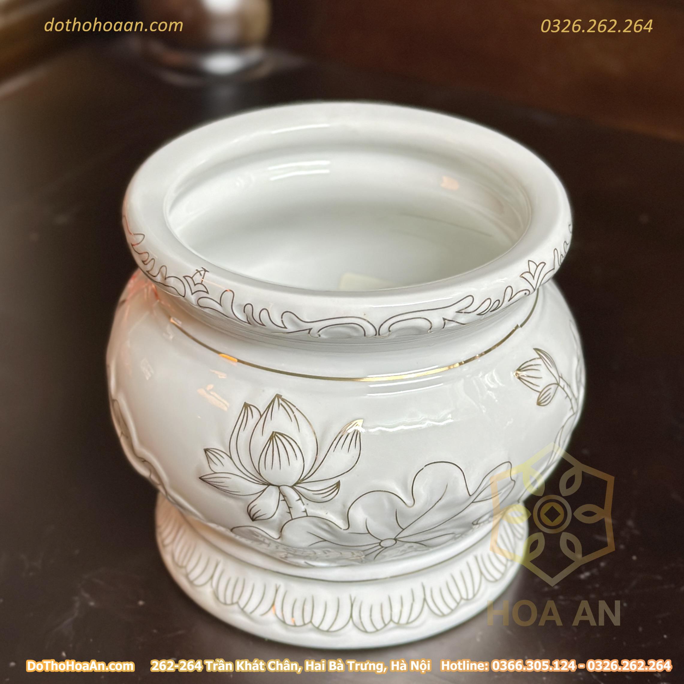 Bát Hương Hoa Sen Bạch Ngọc (3)