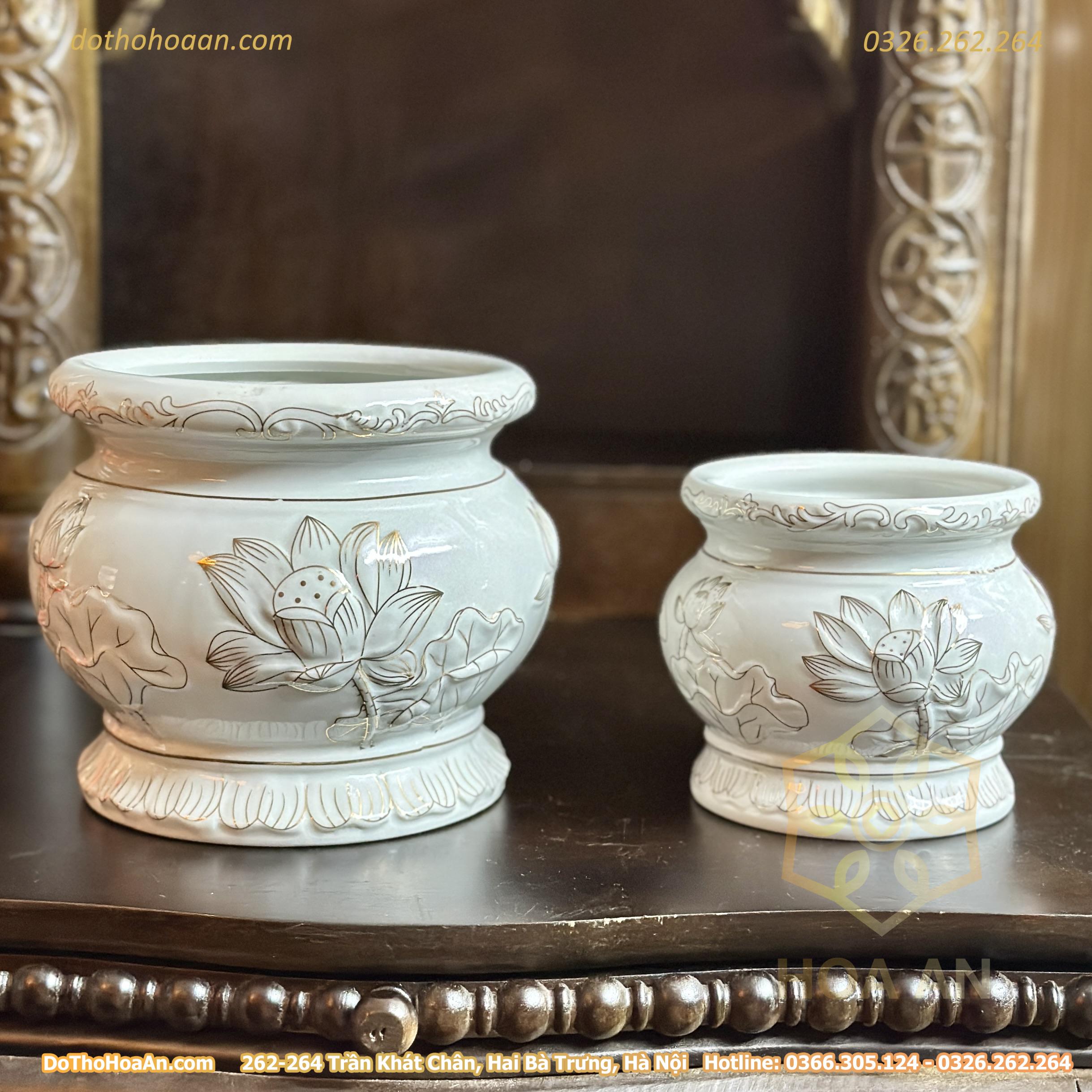 Bát Hương Hoa Sen Bạch Ngọc (7)