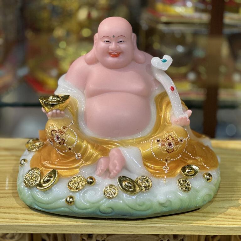 Phật Di Lặc Tròn Bột Đá Vàng Cam