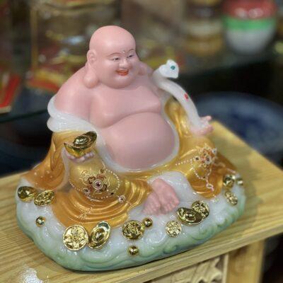 Phật Di Lặc Tròn Bột Đá Vàng Cam