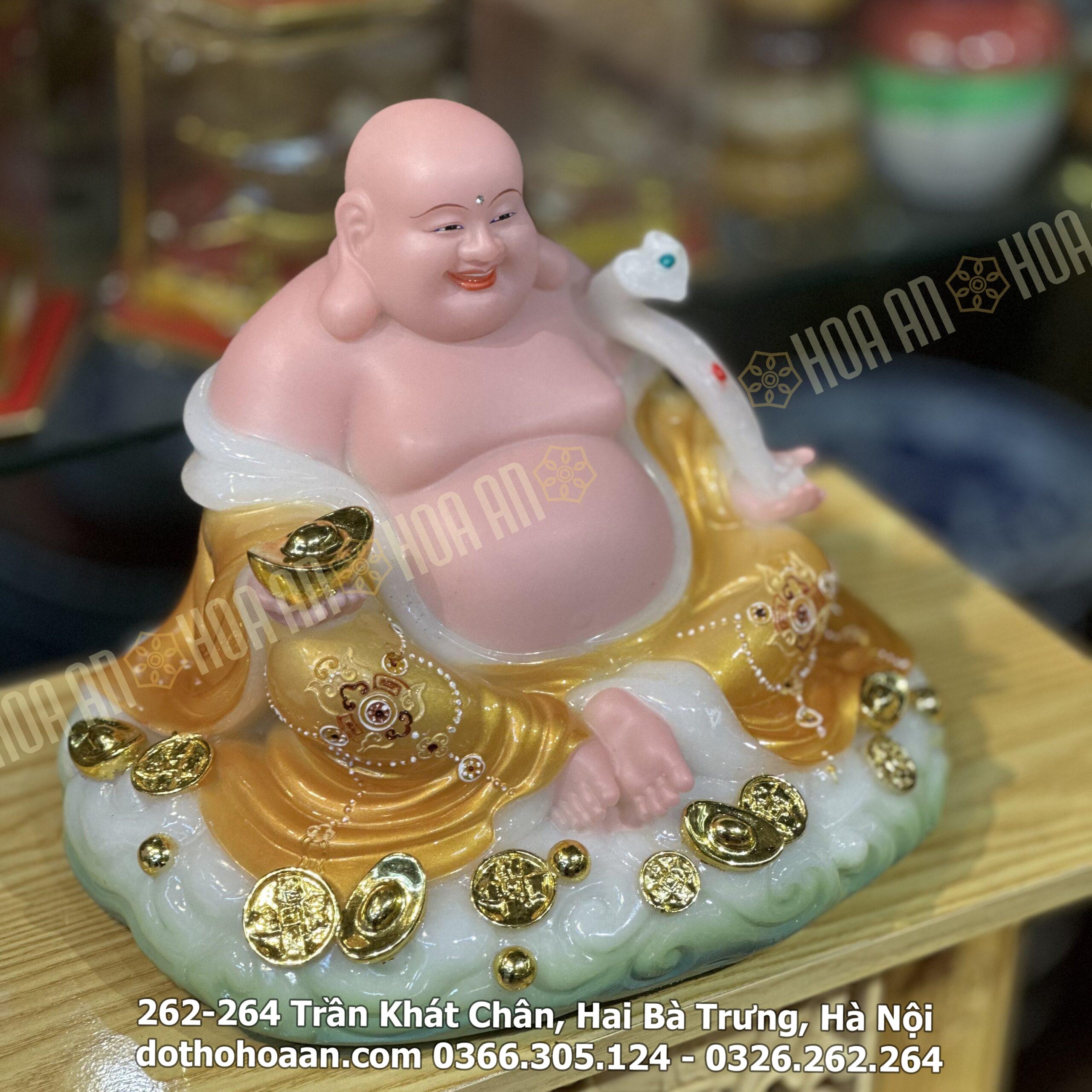 Tượng Di Lặc Tròn Bột Đá Vàng Cam (3) Phật Di Lặc Tròn Bột Đá Vàng Cam