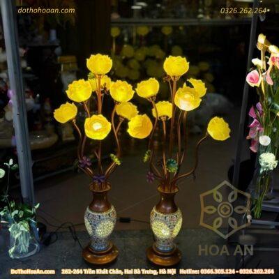 Đèn Thờ Hoa Sen 7 Bông Lưu Ly Thân Sứ Đuôi Cá