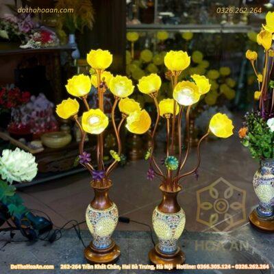 Đèn Thờ Hoa Sen 7 Bông Lưu Ly Thân Sứ Đuôi Cá