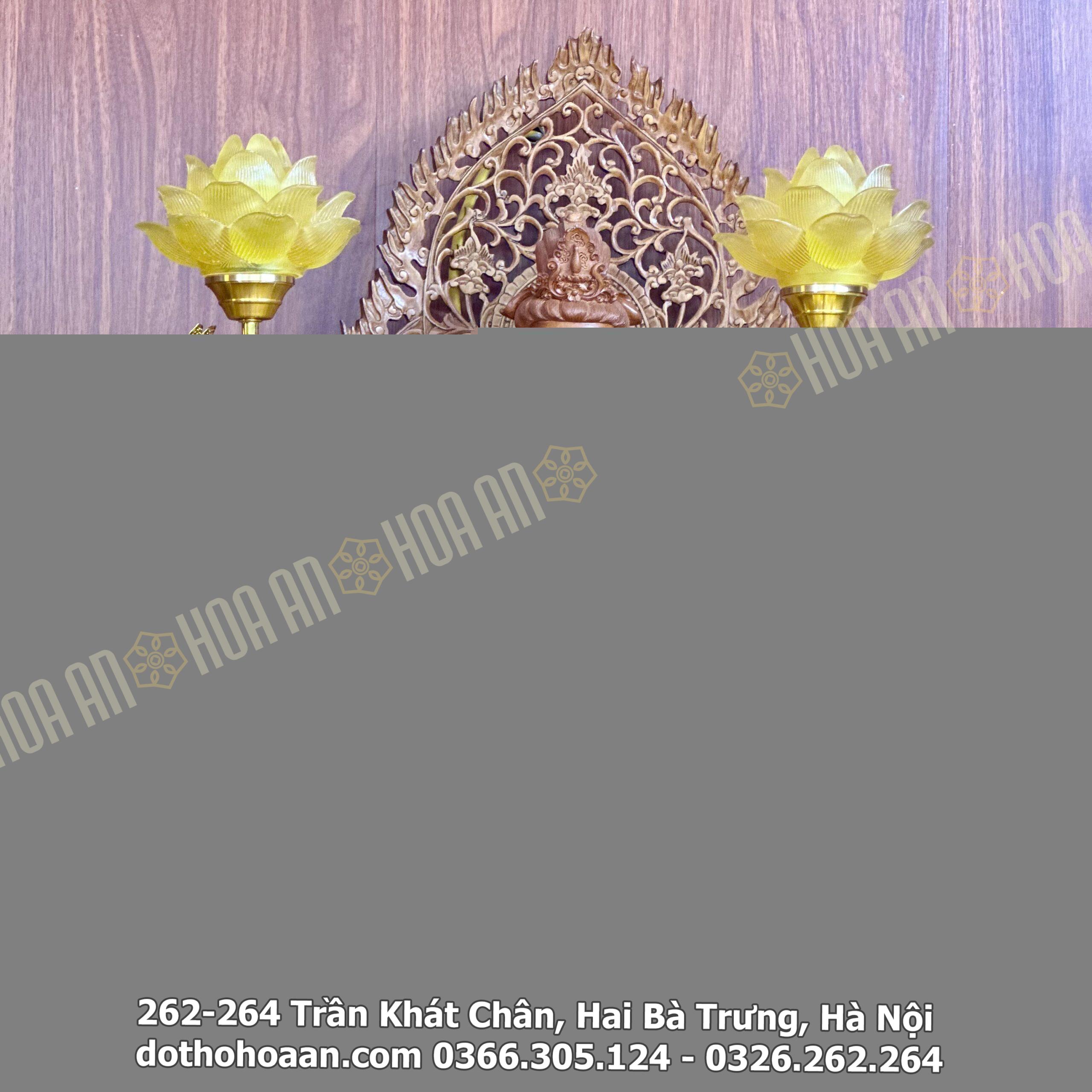 Đèn Thờ 5 Bông Hoa Sen Lưu Ly Thân Pha Lê (4) Đèn Thờ Hoa Sen 5 Bông Lưu Ly Thân Pha Lê