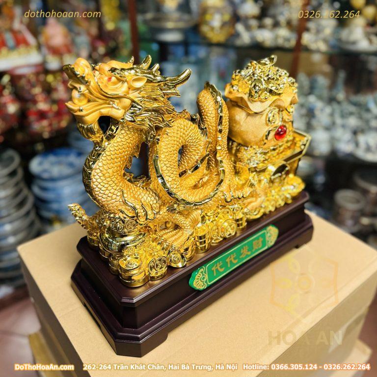 Tượng Rồng Kéo Túi Tiền Tài