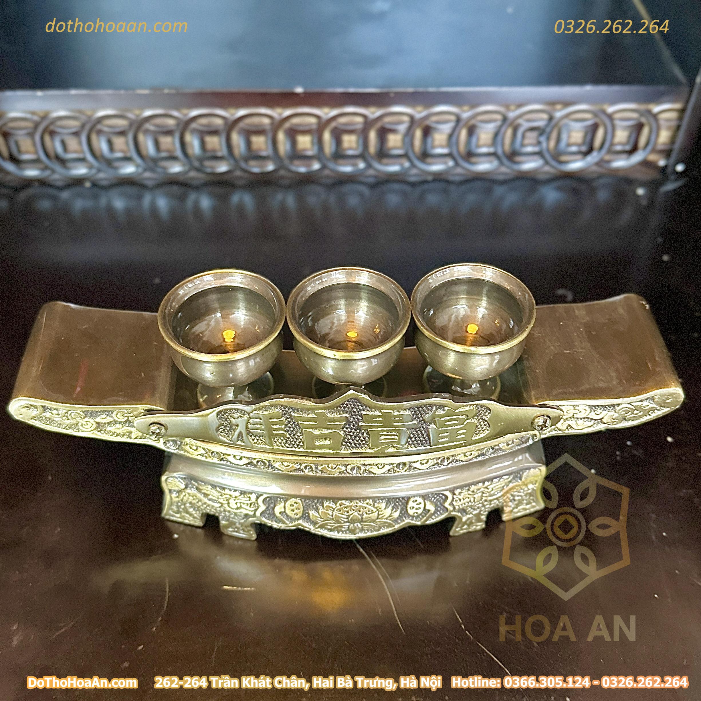 Kỷ Ngai Thờ 3 Chén Đồng Hun