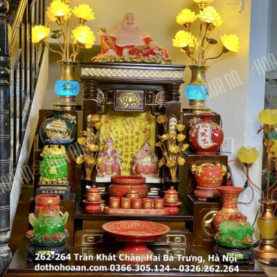 Bộ Ban Thờ Thần Tài Hiện Đại Cột Xu 01