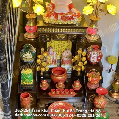 Bộ Ban Thờ Thần Tài Hiện Đại Cột Xu 01