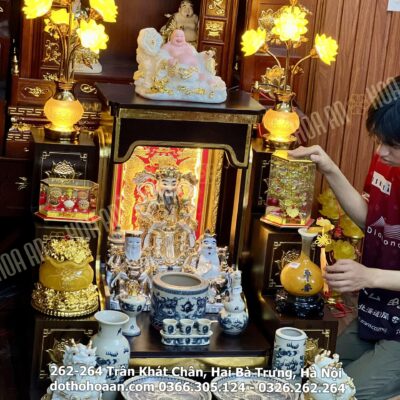 Bộ  Ban Thờ Mái Bằng  Men Rạn Vẽ