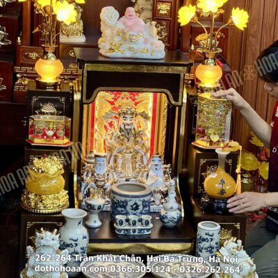Bộ  Ban Thờ Mái Bằng  Men Rạn Vẽ