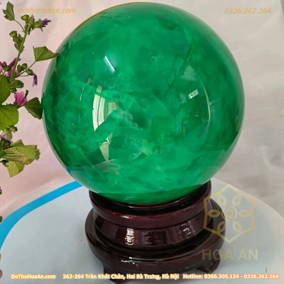 Quả Cầu Đá Phong Thủy Thạch Anh Xanh