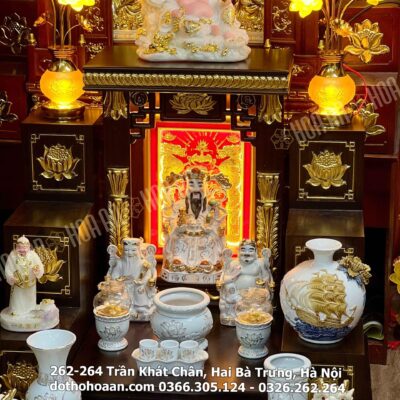 Bộ Ban Thờ Hiện Đại Vượng Tài Bạch Ngọc Kim sen
