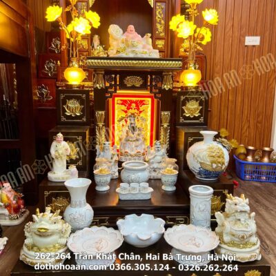 Bộ Ban Thờ Hiện Đại Vượng Tài Bạch Ngọc Kim sen
