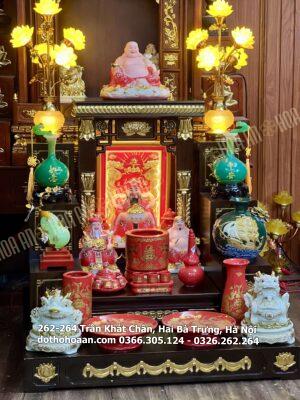 Bộ Ban Thờ Hiện Đại Vượng Tài Sứ Đỏ Bát Tràng