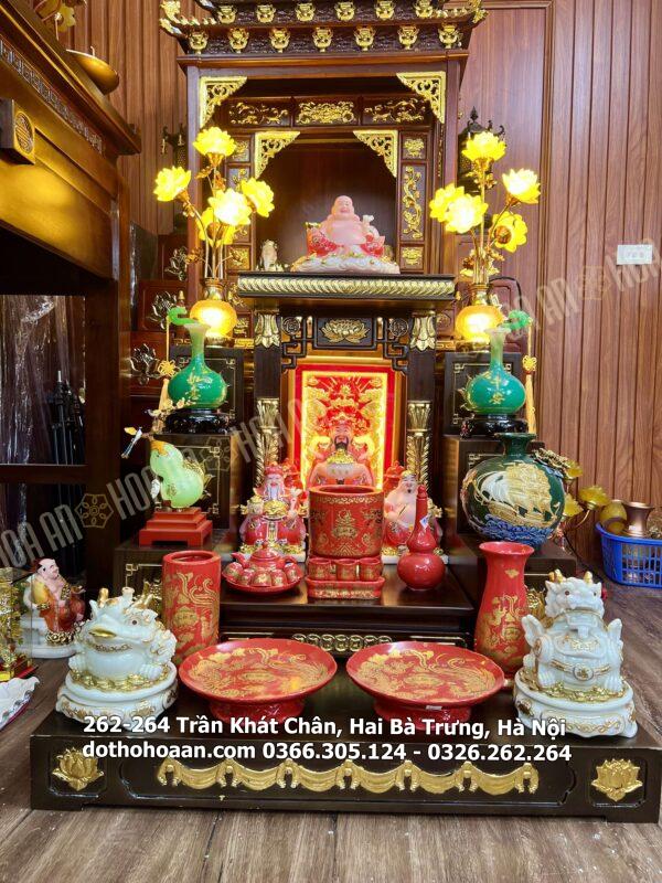 Bộ Ban Thờ Hiện Đại Vượng Tài Sứ Đỏ Bát Tràng