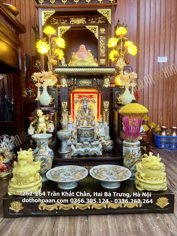 Bộ Ban Thờ Hiện Đại Vượng Tài Sứ Men Rạn Vẽ Vàng
